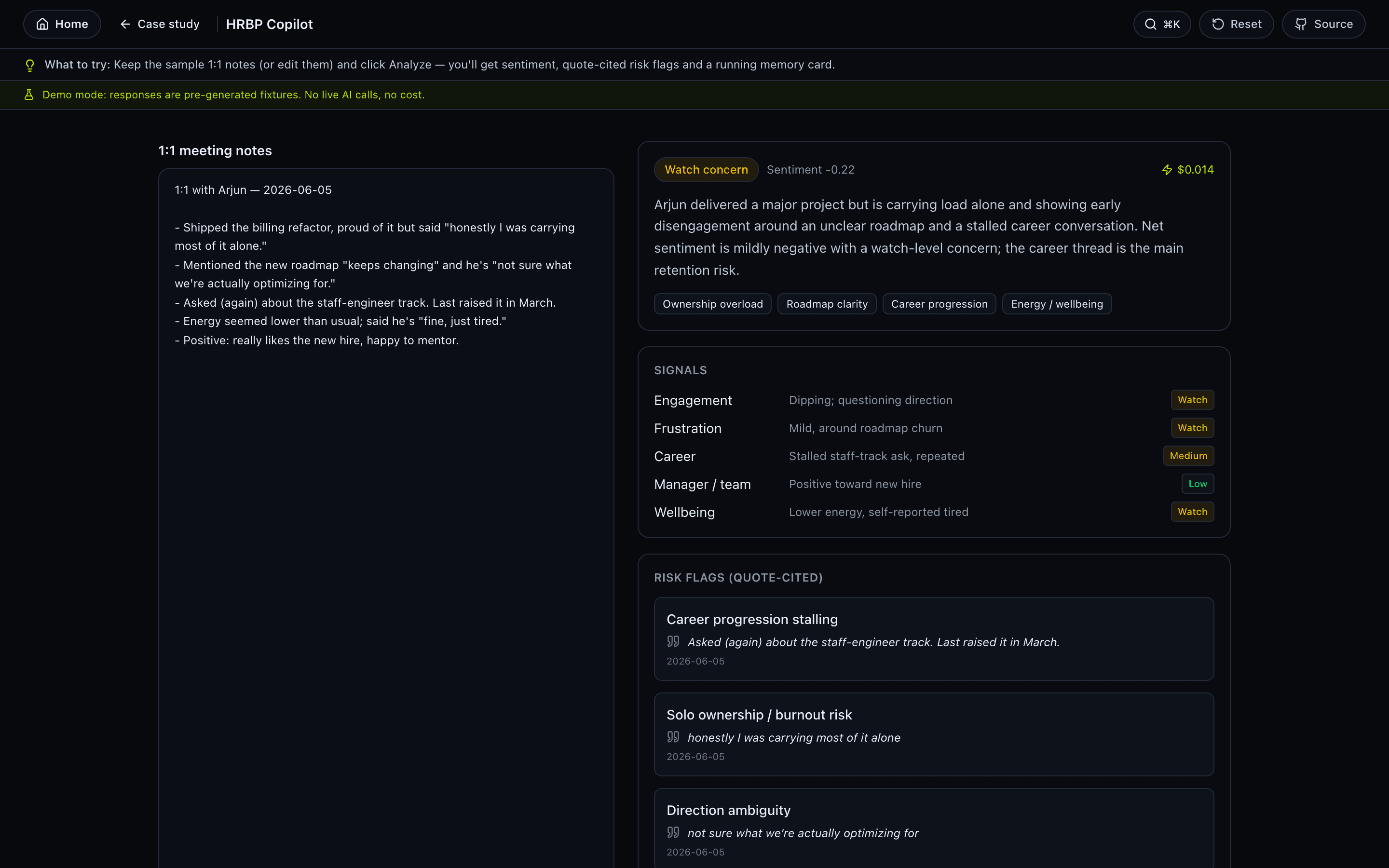 HRBP Copilot — interactive demo screenshot